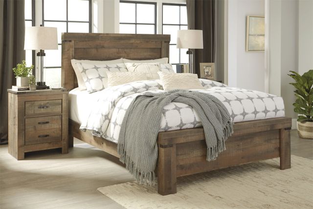 front view of a two piece modern wood bedroom furniture set 
