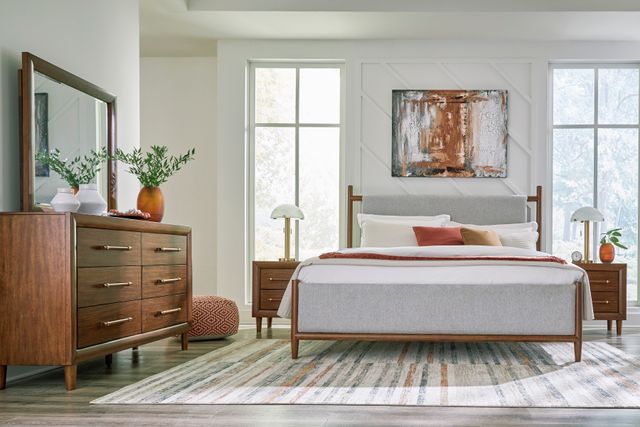 Front view of a modern coastal bedroom set from Ashley furniture