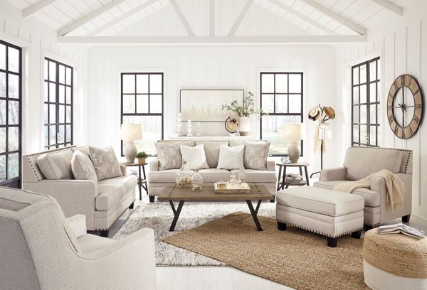 Off white living room set in a white farmhouse living room