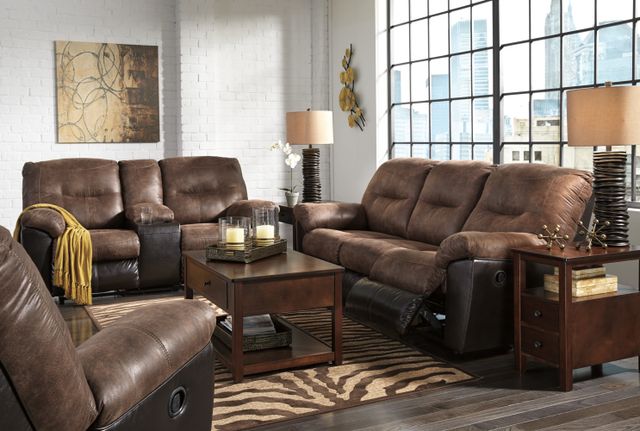 Front view of a modern living room with a recliner sofa set