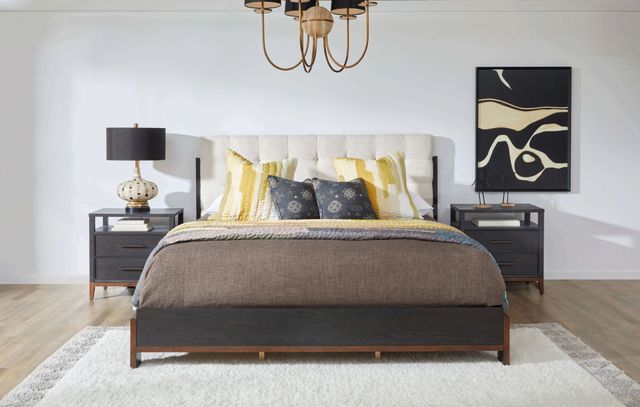 Front view of a modern bedroom with Flexsteel bedroom furniture