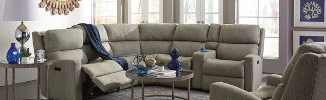 front view of the Flexsteel catalina sectional in a modern living room