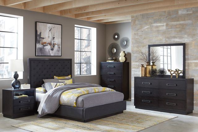 Front view of a modern bedroom with minimalist furniture from Homelegance