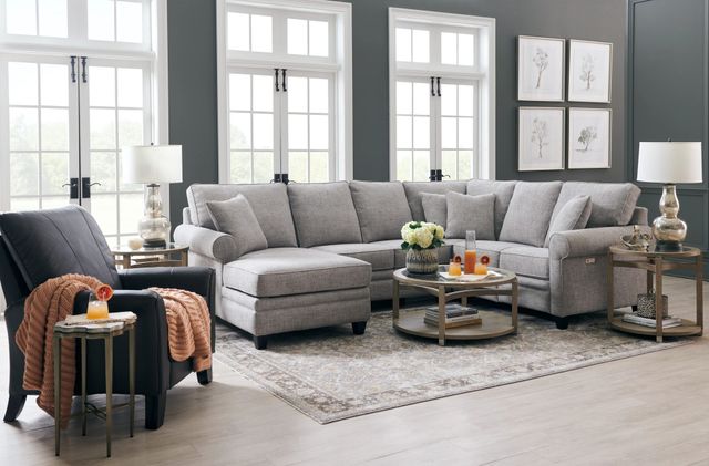 front view of a modern living room with a La-Z-Boy sectional