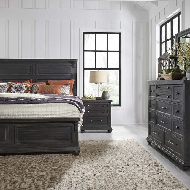front view of a modern bedroom with a liberty furniture bedroom set