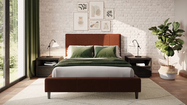 front view of a modern bedroom with palliser furniture