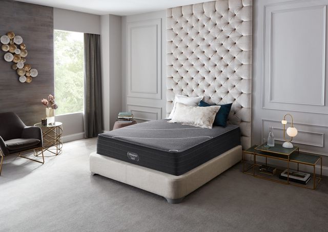 View of a modern bedroom with a Beautyrest mattress
