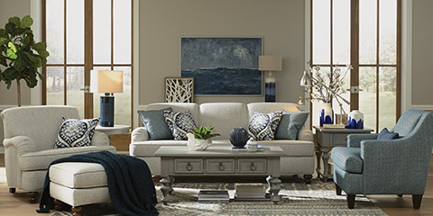 Flexsteel living room set in a cream colored room