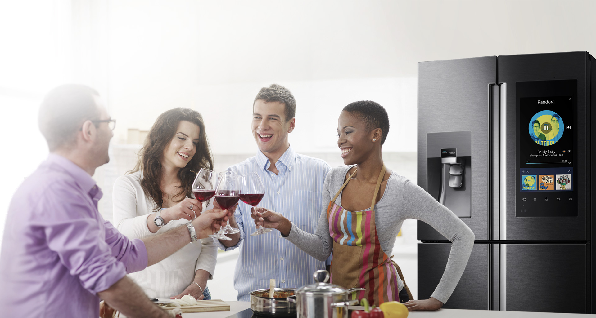 Samsung Family Hub Refrigerator can display your favorite TV show or play music for you