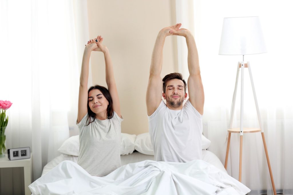 Stretching in bed
