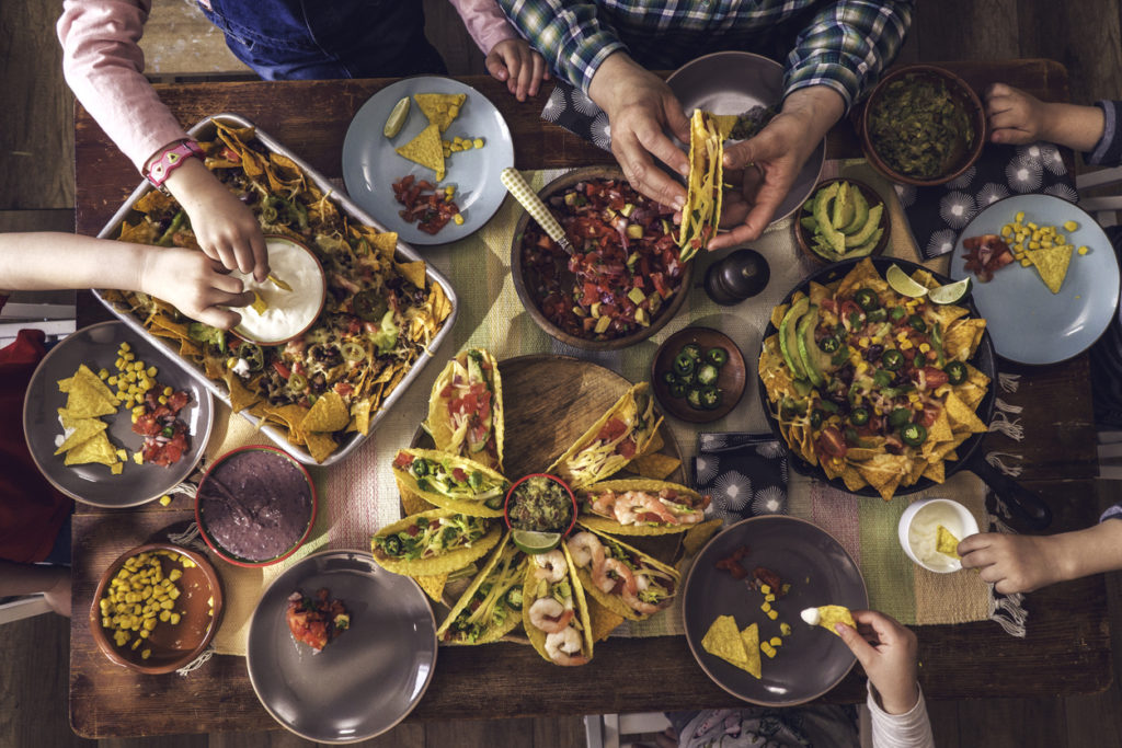 Mexican meal with tacos