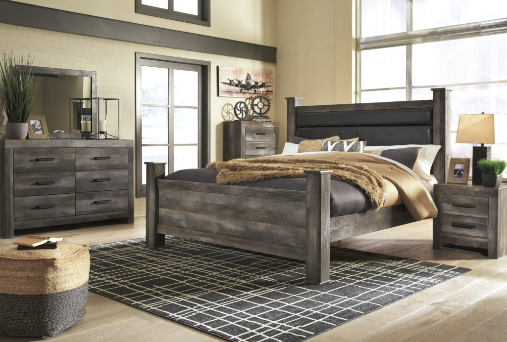 Panel headboard with leather