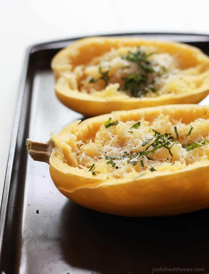 Parmesan Herb Microwave-Spaghetti-Squash