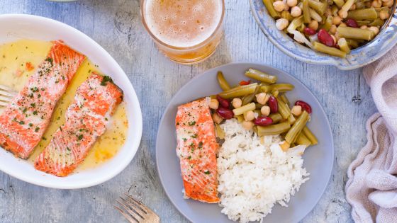 Salmon Dinner in mircrowave
