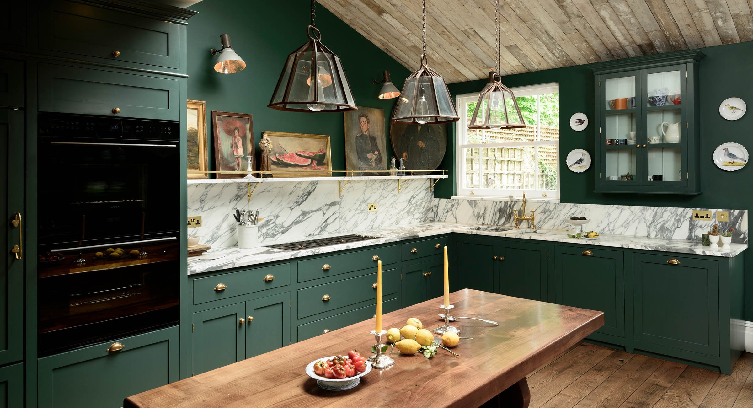 Kitchen with Dark Green Cabinets
