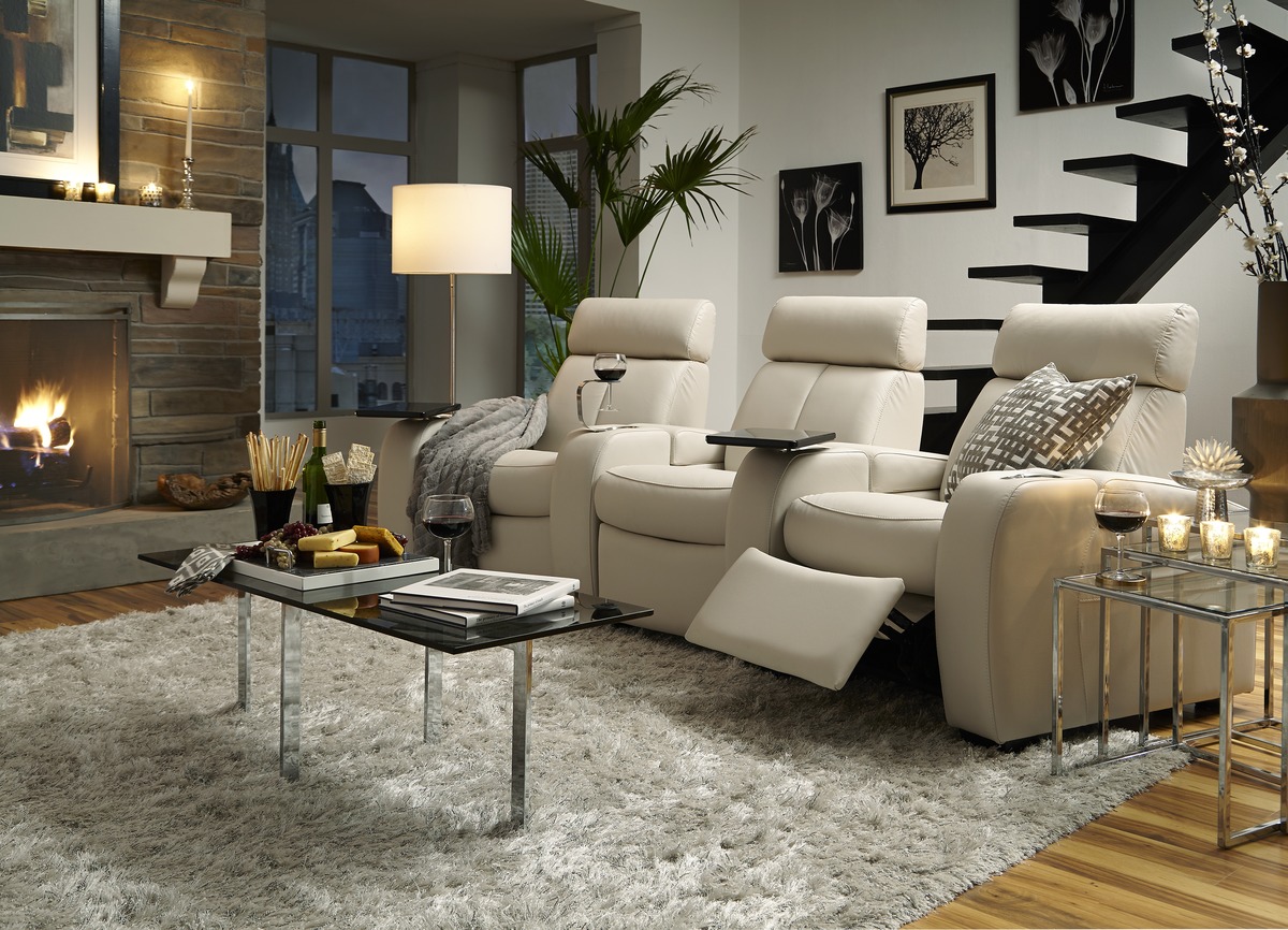 Power reclining home theatre sectional
