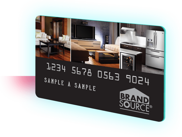 view of a brandsource credit card with a blue glow around it