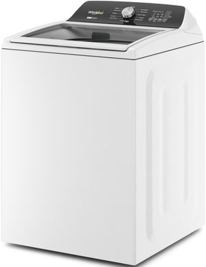 whirlpool-WTW5057LW front view of the Whirlpool White 4.7-4.8 Cu. Ft. Top-Load Washer With Removable Agitator Model #WTW5057LW