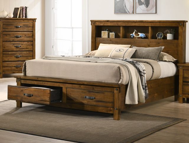 Rustic wooden bookcase bed