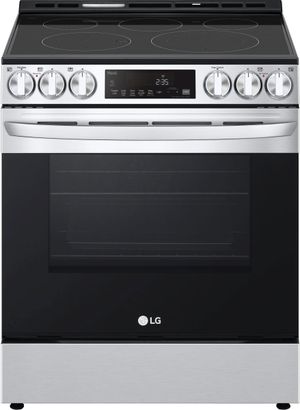 front view of the LG 30" PrintProof™ Stainless Steel Slide In Electric Range