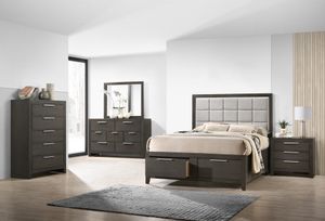 Modern bedroom featuring Natalia King Bed with 2 Storage drawers in footboard