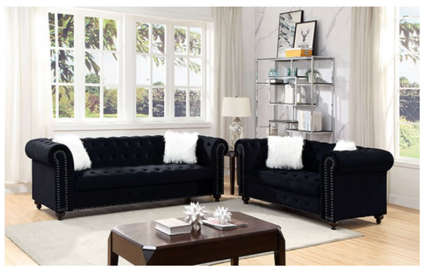Furniture of America® Giacomo Black Sofa and Loveseat