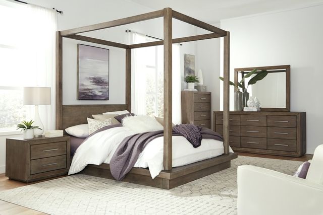 Modus Furniture Melbourne Brown California King Platform Canopy Bed lifestyle image