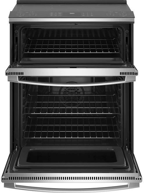 GE Profile electric range with doors open