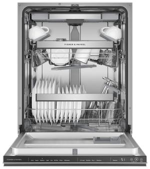 front view of the Fisher & Paykel Series 7 24" Stainless Steel Top Control Built In Dishwasher