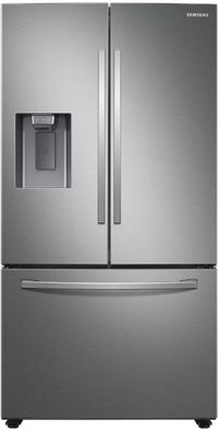 front view of the Samsung 27.0 Cu. Ft. Fingerprint Resistant Stainless Steel 3-Door French Door Refrigerator