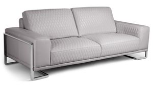 gianna-sofa view of a contemporary gray leather sofa