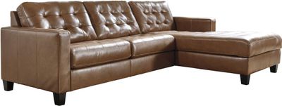 Signature Design by Ashley brown leather l-shaped sectional