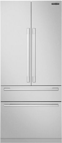front view of the Signature Kitchen Suite 19.3 Cu. Ft. Panel Ready Built In French Door Refrigerator