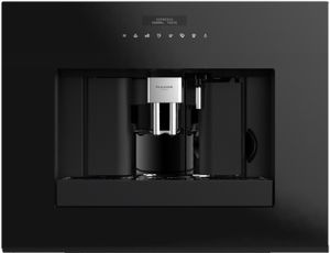 front view of the Fulgor Milano Distinto 24" Black Glass Built-In Coffee Maker