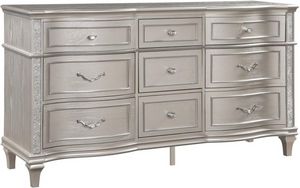front view of the Angeline Dresser, a metallic dresser