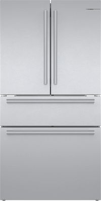 front view of the Bosch® 800 Series 20.5 Cu. Ft. Stainless Steel Counter Depth French Door Refrigerator