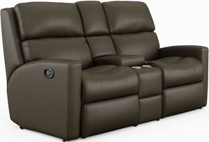 Flexsteel® Catalina Dark Brown Reclining Loveseat with Console