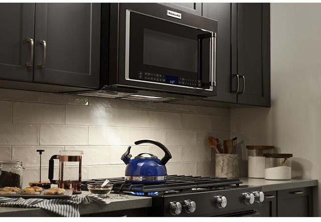 Black stainless steel over range microwave