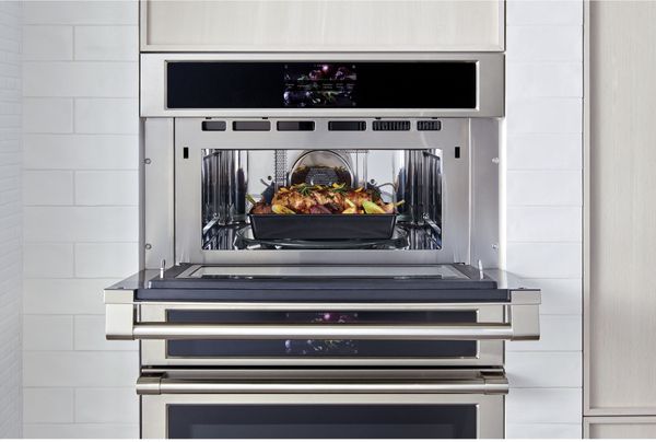 Kitchen Showcasing Monogram Statement 30" Stainless Steel Electric Speed Oven
