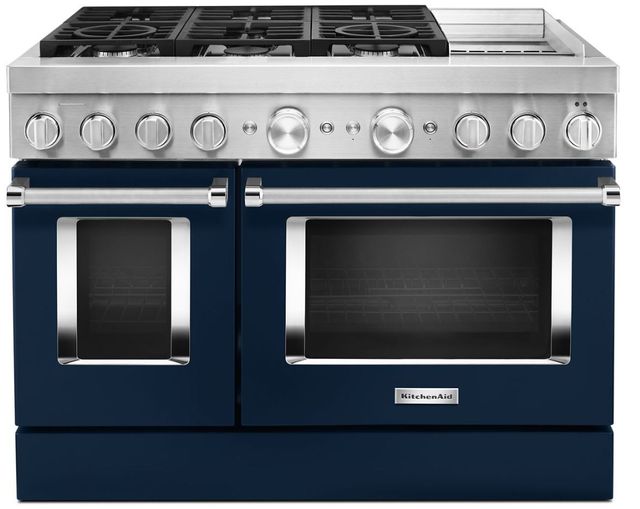KitchenAid 48” Commercial Style Free Standing Dual Fuel Range with Griddle