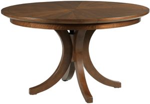 front view of the American Drew® Vantage Warner Brown Dining Table, a brown pedestal dining table