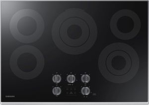 Black Samsung electric cooktop with 5 burners