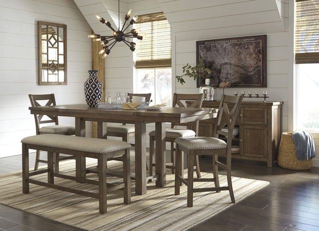 Signature Design by Ashley® Moriville Beige Counter Height Dining Bench lifestyle image