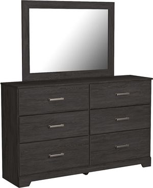 front view of the Kris Dresser and Mirror, a black modern luxury dresser and mirror