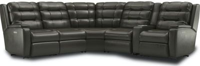 Flexsteel Arlo Reclining black leather sectional