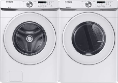 front view of the Samsung 6000 Series White Front Load Laundry Pair