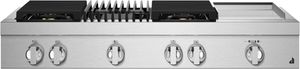 front view of the JennAir® NOIR™ 48" Stainless Steel Gas Rangetop