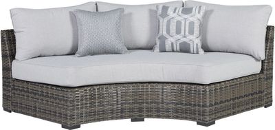 front view of the Signature Design by Ashley® Harbor Court Gray Round Loveseat