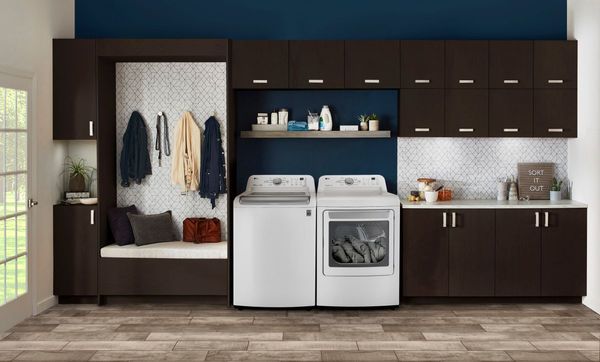 Laundry Room Featuring an LG 5.0 Cu. Ft. White Top Load Washer