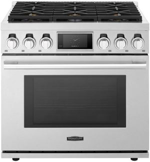 front view of Signature Kitchen Suite 36" Stainless Steel Pro Style Gas Range